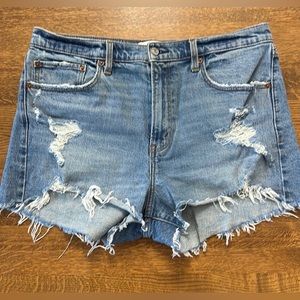 High Rise Distressed Mom Shorts